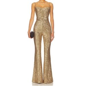 Nadine Merabi Glittering Gold Jumpsuit
